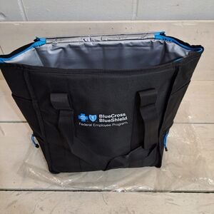 Blue Cross Blue Shield Black Insulated Lined Shopping Tote Bag 14"x13"x8"‎